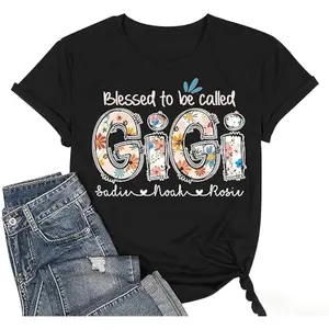 Personalized Gigi Shirt - "Blessed to Be Called Gigi" - Custom Grandma Shirt with Grandkids' Names - Floral Graphic Tee - Mother's Day Gift for Nana