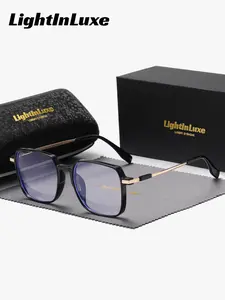 LightInLuxe 1 Piece Unisex Square Flat Lens Glasses, Anti-Blue Light Full Frame Minimalist design