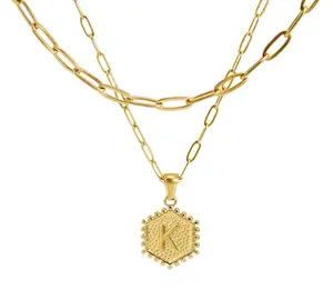 ZXG-G361 Double-Layer Combination Necklace Female Stainless Steel 26 English Letter Pendant Multi-Layer Necklace for Friends and Family Birthday and Holiday Gift