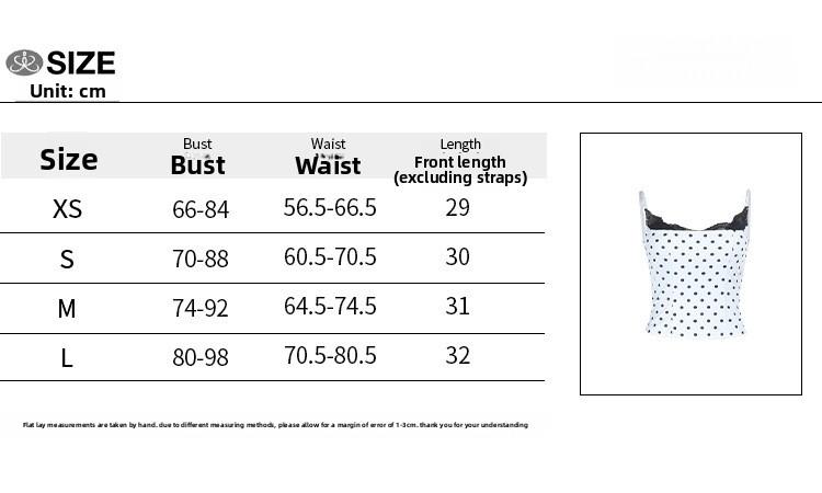 Elegant Polka Dot Lace-Trimmed Corset Camisole for Women, Slim Fitted Strap Top with Contrast Color Design, Trendy Casual Style for Spring Summer, Suitable for Shopping, Travel and Small Parties