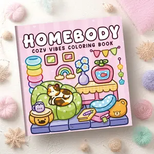 1PC Home Daily Coloring Book, Thick High-Quality Paper, Cute Home and Food Patterns, Stress-Relief Doodle Book, Family Fun, Family Weekend Parent-Child Entertainment, Children's Art Coloring, Perfect Valentine's Day Gift, Adult Coloring Book