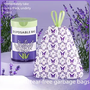 Lavender Scented Drawstring Trash Bags, Thick Large Size, Multi-Purpose Disposable Garbage Bags for Kitchen Bathroom Bedroom, Sturdy Trash Bags