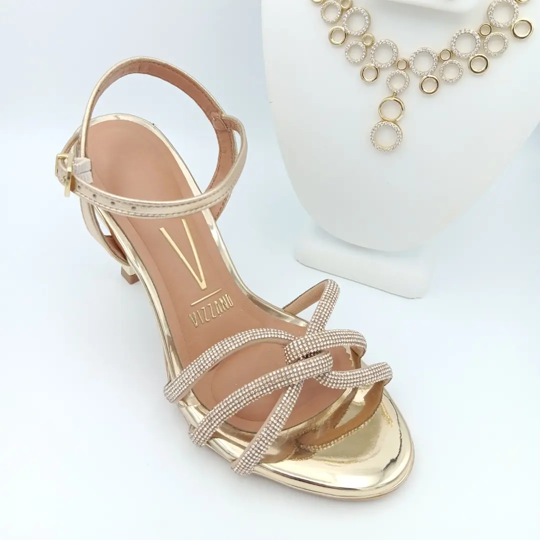 Vizzano Elegant Women's Sandals with Imitation Diamond Details Brown Strappy Design for Special Occasions Comfortable and Stylish