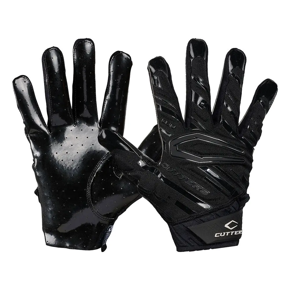 Cutters Gamer 6.0 Padded Black Football Receiver Gloves - Pro Performance, Air C-TACK Grip, All-Weather, Finger Protection Pro All Weather Grip Sports Gloves, Finger Protection Sports Gloves