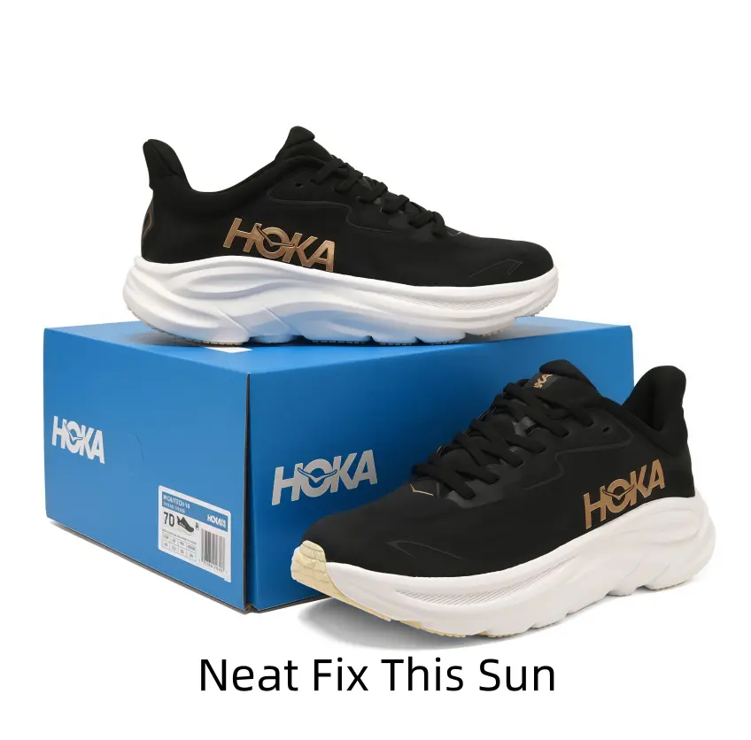 Black Breathable Mesh Running Shoes, White Ultra Thick Wave Cushion Midsole Metallic Gold Logo Shock Absorbing Non Slip Rubber Outsole Lace Up Athletic Sneakers For Men Women