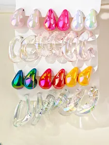 Women's Fashion Ring Design Earrings Set, High Quality Earrings, Water Drop Shape, 24pcs Elegant Jewelry Collection, Perfect for Daily Wear & Special Occasions