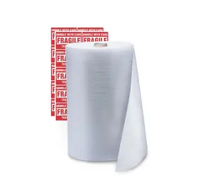 enKo Foam Wrap Roll (1-Roll) 12" Wide x 600" Length (Inch) Foam Wrap Roll Cushioning Moving Supplies Protect Glasses, China, Dishes for Shipping Storing Packing with 20 Fragile Stickers Labels
