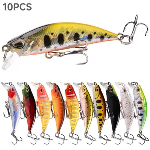 Mini Wobblers Fishing Lures, 10pcs/set Trout Artificial Hard Fishing Baits with Hook, Professional Outdoor Fishing Tackle
