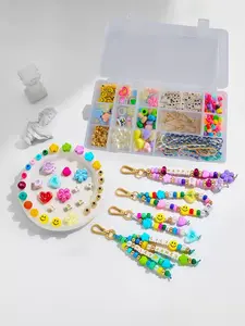 DIY Bag Charm Keychain Making Set, Acrylic Heart Star Flower Letter Alphabet Bag Beads, DIY Key Chain Charm Supplies, Crafts Accessories, DIY Kits, Beading Making
