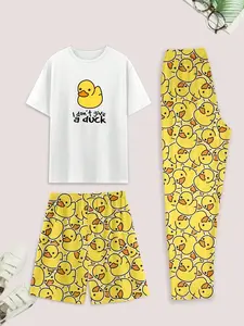 Men's Spring & Fall Homewear Set, Casual Comfort Duck Print, Men's Sleepwear Set, Soft and Cozy Loungewear Pjs