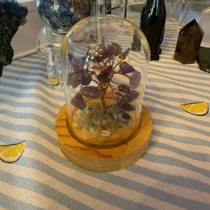 Amethyst Tree in Glass Dome for Peace & Spiritual Growth – Crystal Decor for Protection, Clarity and Divine Energy