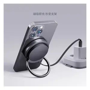 MagSafe Wireless Charging Ring Stand for iPhone 16/15/14/13/12 Series, 15W Fast Magnetic Charger with Foldable Metal Kickstand Grip, Lightweight Portable Phone Holder for Desk or Travel – Back to School Gifts Ideas for Man & Women