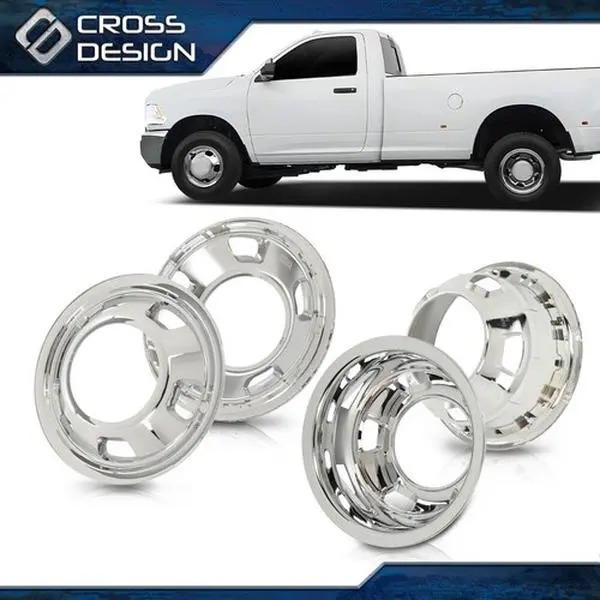 CROSSDESIGN 4pcs 17" Chrome Dual Wheel Simulators - Plastic Dual Skins for DODGE RAM 3500 (03-18), Vehicle Accessories, Auto Replacement Parts with Limited Life Guarantee