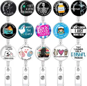 15Pcs Nurse Badge Reels Cute Retractable Badge Holder with Clip