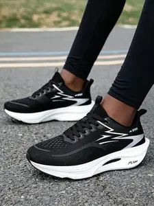 1 Pair Couples Running Shoes | Street Sport Style | Breathable Mesh + Cushioned Midsole | For Gym Workouts / Daily Commute / Light Sports | Breathable Lightweight Sneakers