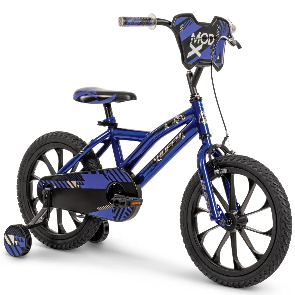 Huffy Mod X 16-Inch Boys' Bike, Steel Frame for Ages 4-6, Dual Coaster and Rim Brakes with Removable Training Wheels, Indigo/Black, Bikes Rim Brakes Kids', 21 Lb