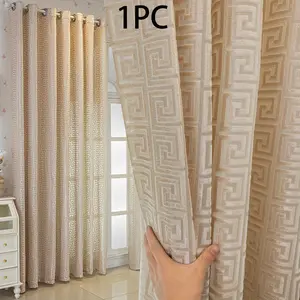 Luxury Embroidered Hollow Out Curtain, Top Ring Hanging Drapes for Bedroom Living Room Partition Home Decor, Minimalist Style