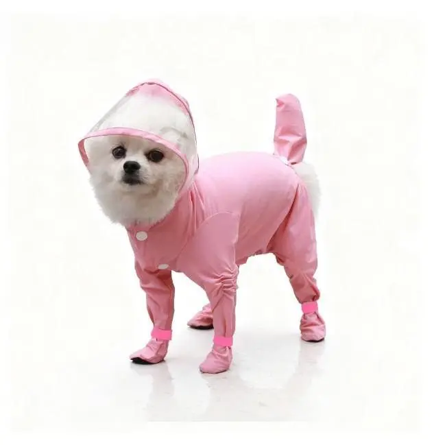 Full Coverage Pet Raincoat with Boots – Waterproof 4-Leg Dog & Cat Jumpsuit, One-Piece Outdoor Rain Gear for Teddy, Bichon, French Bulldog & Small Dogs