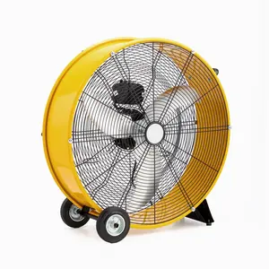 26/30 Inch High Velocity Drum Fan, 9500CFM Industrial Metal Floor Fan with Handle, Heavy Duty, 3-Speed, Air Circulator for Shop, Garage, Gym, Barn, Commercial, UL Listed, Yellow