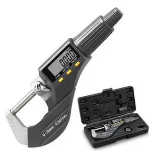Digital Micrometer, Professional Inch/Metric Measuring Tools 0.00005"/0.001 mm Resolution Thickness Gauge, Protective Case with Extra