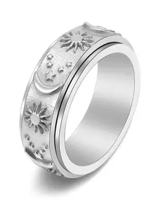 Rotating Relief Ring, Spinner Rings, Fidget Ring, Unisex Punk Style Stainless Steel Ring, Fashion Jewelry Accessories for Men & Women
