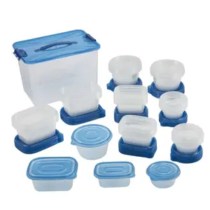 Mainstays 92 Piece Food Storage Variety Value Set, Blue Lids Container Kitchen