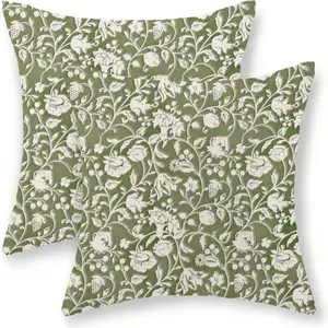 2pcs Linen Pillow Covers, Vintage Floral Pattern Throw Pillow Covers For Sofa, Living Room, Bedroom, Outdoor Patio And Yard, Single-Sided Print, Pillow Insert Not Included (16"X16", 18"X18", 20"X20")
