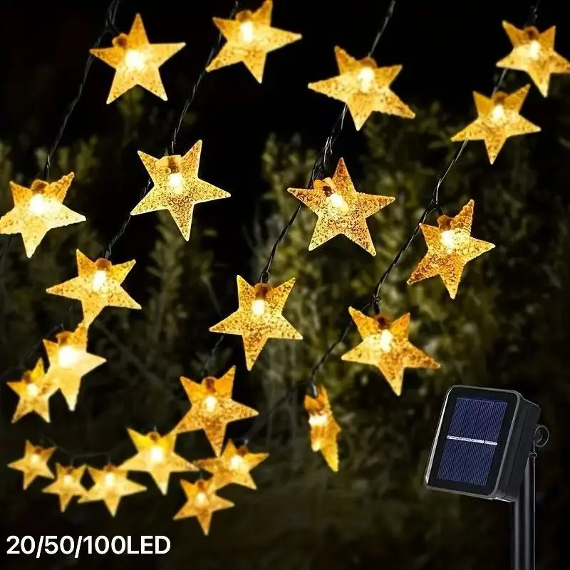 Solar Star String Lights, 100led/50led/20led, Outdoor Fairy Light Strip, 8 Modes, Ip65 Waterproof, Christmas Tree Garden Wedding Party Decoration, Solar Decorative Lights, Solar Powered Lighting