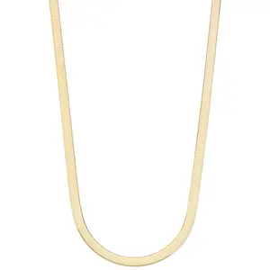 Italian Solid 925 Sterling Silver, 18Kt Gold Plated 4.5mm Flexible Flat Herringbone Chain Necklace Women, Made in Italy