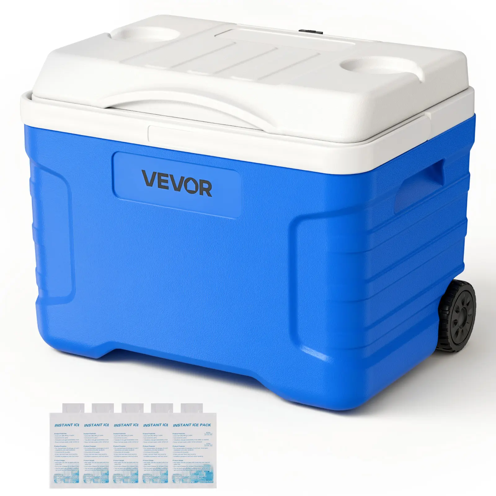 【SummerFinds】VEVOR 21 QT Rolling Hard Cooler, Insulated Ice Chest with 3-Layer Insulation, Leak-Resistant Portable Ice Box for Camping and Road Trips, Can Cooler