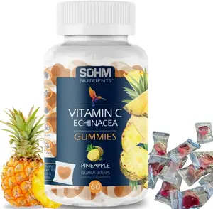 SOHM Vitamin C + Echinacea 60 Count Individually Wrapped Supports Healthy Immune Health Vitamin C Gummies, Echinacea Gummies Adults,Vitamin C for Men & Women Vegetarian