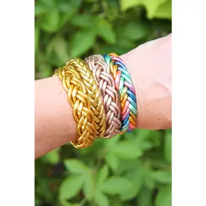 Double Braided Thai Buddhist Temple Bracelet, Mantra Bangle