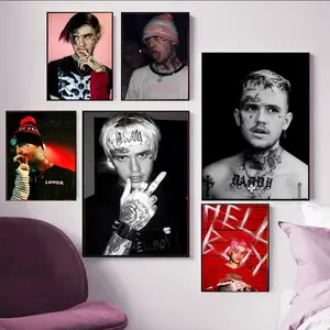 Emo Rap Lil Peep Retro Music Portrait Poster Hip-Hop Fan Wall Art Decor Poster Lightfast self-adhesive posters, Classic prints, Modern Home Decor, for gifting and adorning walls in home bars cafes high-def printing water-repellent safeguard