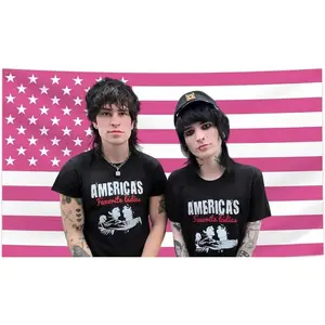 Tapestry Johnny Flag  Jake Funny Tapestry withGrommets Johnnie and Jake Pink American Falg for Bar Bedroom College Drm Room Girl Room Yard Garden Decor Gift Wall