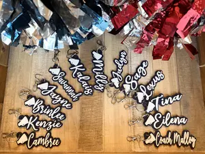 Cheer, Pom or Dance Team Keychain with Megaphone, Bag Tag, Luggage Tag, or Zipper Pull - Choose your team colors and names!