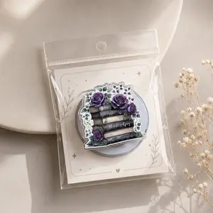 Morally Grey Book Club Phone Grip Dark Romance Reader Phone Holder Purple Roses Book Stack Grip Book Lover Accessory Reader Gift Gothic Bookish Aesthetic