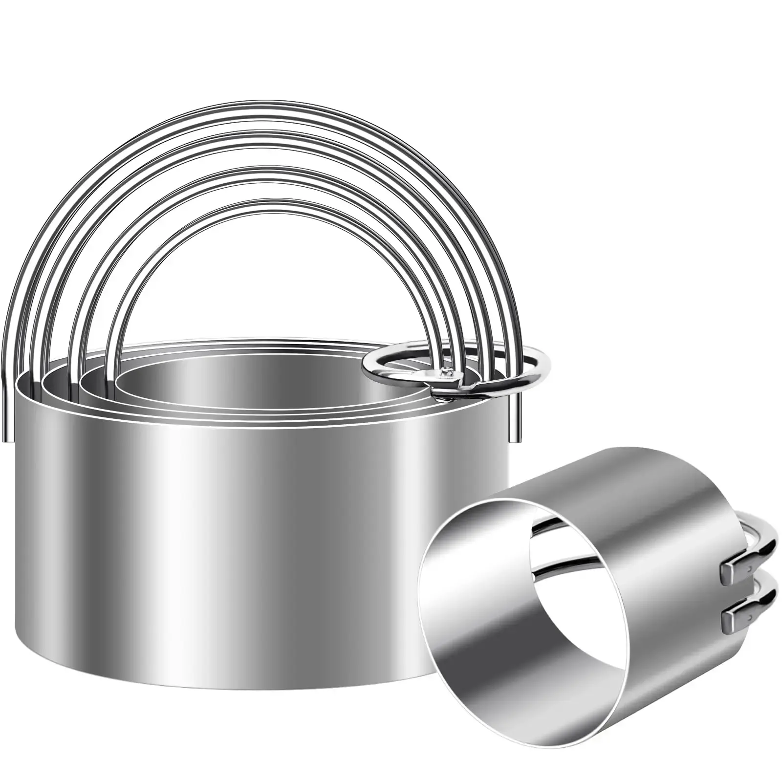 5-Piece Engraved Stainless Steel Cookie Cutters - Round & Sq., Arched Handles, Baking Gadget for Mini Flans, Professional Bakeware, Nice Gift (1 3/4in, 2.25in),familyfun