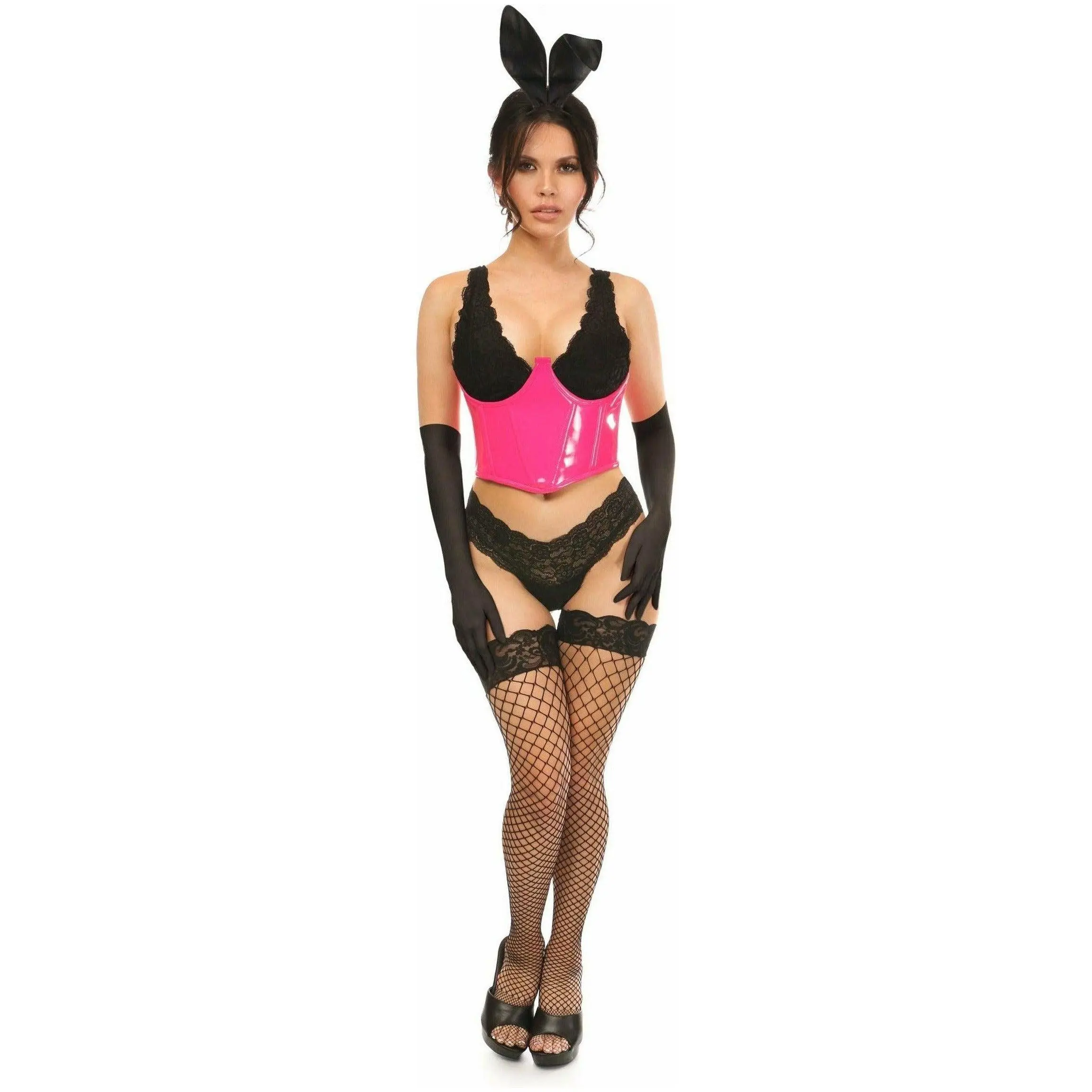 Lavish 4 PC Pink PVC Bunny Corset Costume