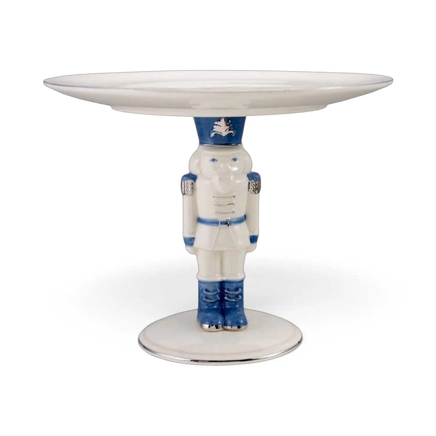 Blue & White Nutcracker Ceramic Pedestal