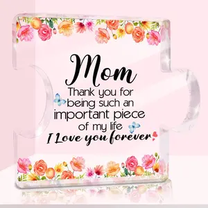 Christmas Thank You Gifts for Women Mother Mom, Acrylic Puzzle Desk Decor, Appreciation Puzzle Acrylic Plaque, Cool Mom Gift from Dad Girls Boys, Desk Decorative Signs for Home Office Desktop Shelf Cubicle