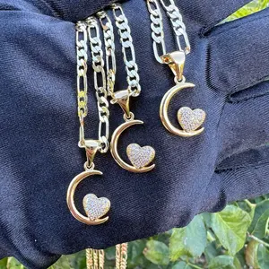 Moon and Heart Necklace for Her - Elegant Jewelry for Women