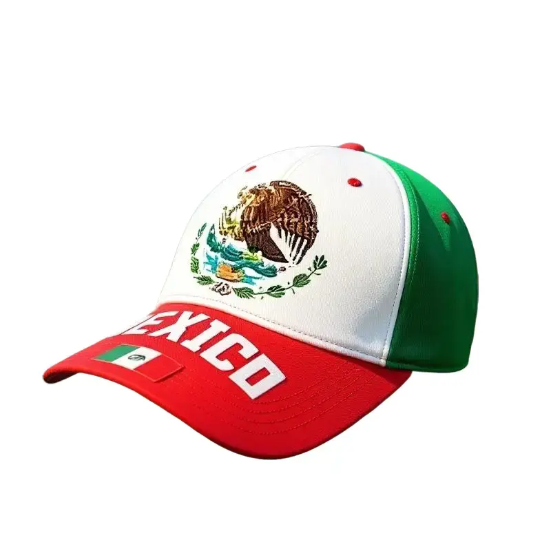 Unisex Washed Cotton Mexico Flag Dad Hat - Low-Profile Curved Brim Flat Bill Urban Baseball Cap, Adjustable Quality Casual Outdoor Cap with Designs for Streetwear Men & Women, Flat Bill Hat