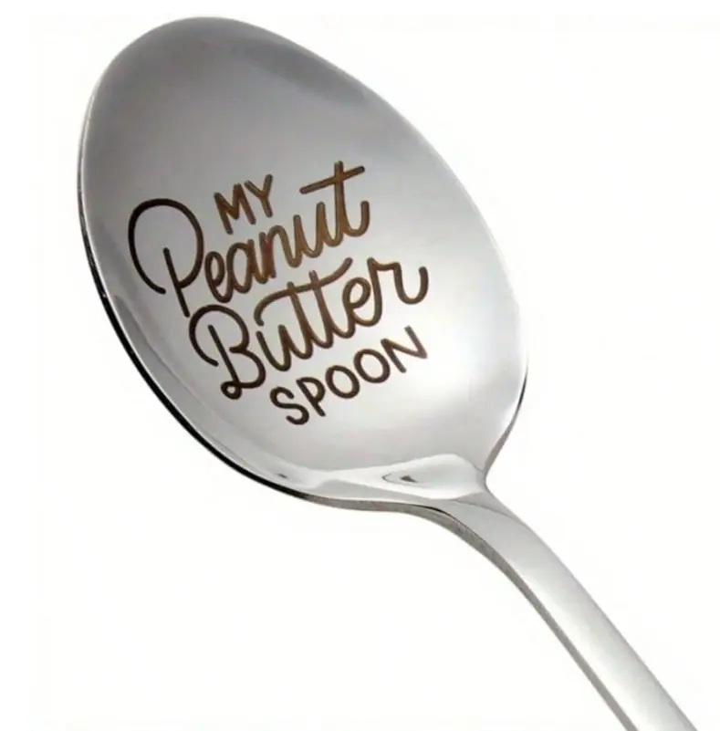1pc Stainless Steel Engraved "My Peanut Butter Spoon"  Long-Handled Coffee Spoon - Unique Creative Gift for Coffee & Tea Lovers,  Stainless Steel Cutlery Durable Carved Design  Perfect Gift for Foodies & Coffee Enthusiasts Tea Scoop Dinnerware Sets
