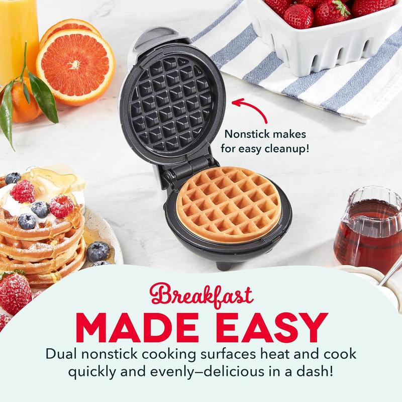 DASH DMW001SL Mini Maker for Individual Waffles, Hash Browns, Keto Chaffles with Easy to Clean, Non-Stick Surfaces, 4 Inch, Silver Dash