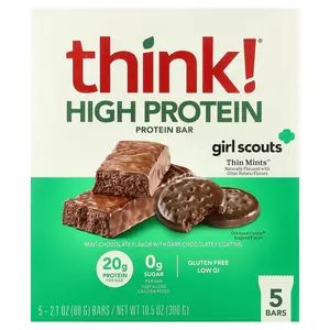 Think ! High Protein Bars, Thin Mints™, 5 Bars, 2.1 oz (60 g) Each