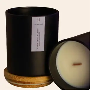 Warm Vanilla Glow - 10 oz Hand-Poured Soy Candle with Wooden Lid | Cozy Vanilla Scented Candle for Relaxation & Home Décor