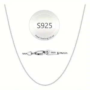 925 Sterling Silver Ladies Necklace, Box Chain With Lobster Clasp. Thin, Exquisite, Durable And Sturdy. Italian Quality. 16/18/20/22/24 Inches, Suitable For Matching Pendants. A Gift For Ladies.