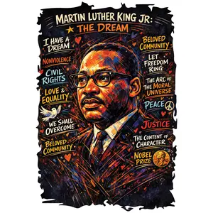 Martin Luther King Jr. Juneteeth Style DTF Transfer for T-Shirts - The Dream Civil Rights Love Equality Peace Justice