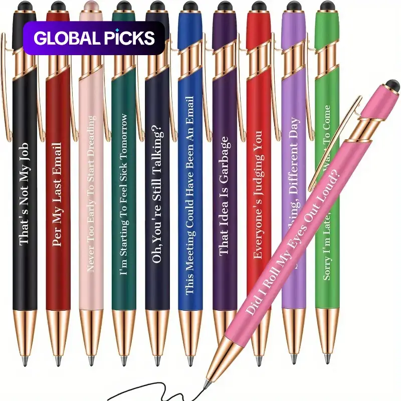 Funny Quotes Ballpoint Pen, 11-Pcs/22-Pcs Negative Satire Funny Work Ballpoint Pen Set, Black Ink, Gifts for Colleagues, Back-to-School Supplies, Office Stationery Supplies, Funny Teacher Pens #GLOBAL PICKS