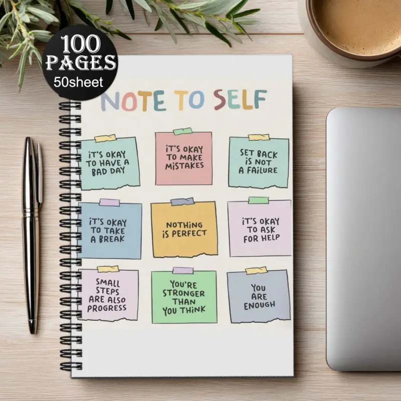 1 A5 Mental Health Journal - Daily Mood Tracking Journal, featuring inspirational quotes, mindfulness, and self-care tips, soft pastel cover, 8.27x5.71 inches spiral-bound notebook, suitable for ADHD, depression, and anxiety, durable spiral notebook, idea